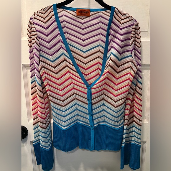 Missoni Sweaters - MISSONI (*FLAWED*) CHEVRON BUTTON FRONT SWEATER, SIZE 40 (US 4).